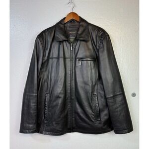 Mac Douglas Mens Lamb Nappa Leather Jacket Sz XL/ 58 Black International Biker